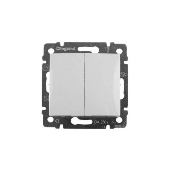 LEGRAND 774218 Выключатель без фиксации перекидной двухклавишный 10A 250В