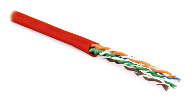 Hyperline UUTP4-C5E-P24-IN-LSZH-RD-100 (100 м) Кабель витая пара