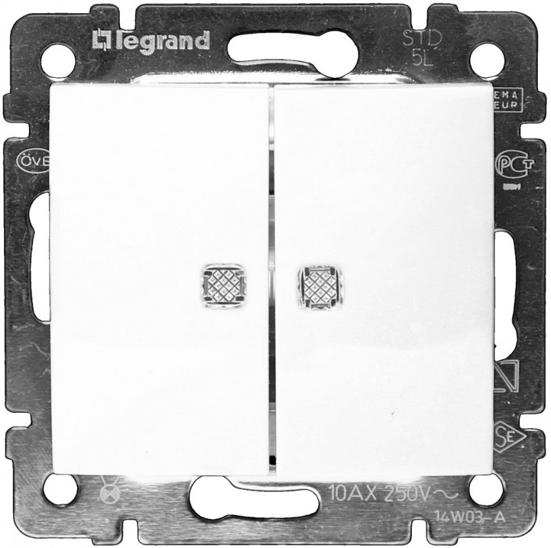 LEGRAND 774428 Выключатель 2-клавишный LEGRAND 774428 Выключатель 2-клавишный