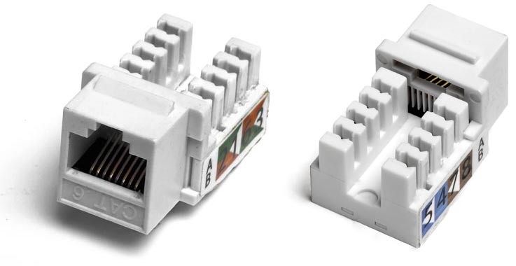 Hyperline KJ2-8P8C-C6-90-WH Вставка Keystone Jack RJ-45(8P8C)
