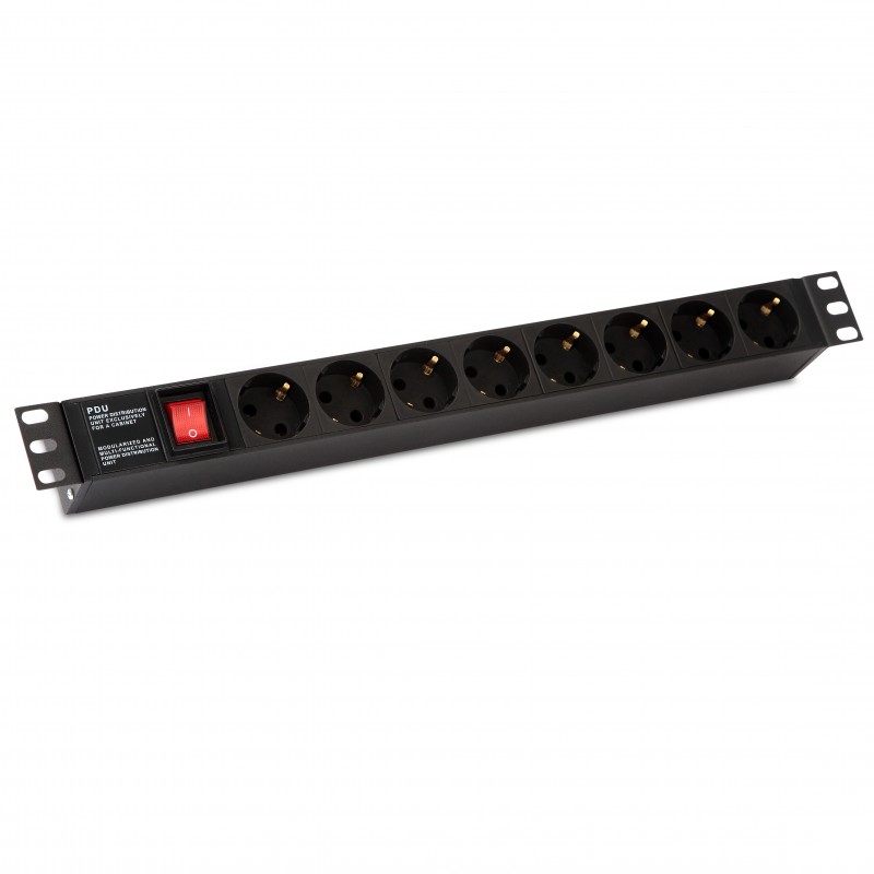 Hyperline SHE19-8SH-S-IEC Блок розеток для 19" шкафов Hyperline SHE19-8SH-S-IEC Блок розеток для 19" шкафов