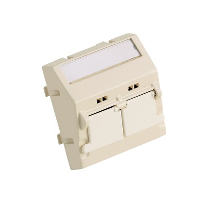 PANDUIT CFPFLS2SAW Лицевая панель Mini-Com®: адаптер 45х45мм с двухмодульной наклонной панелью со шторкой