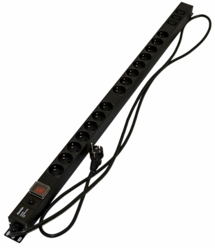 Hyperline SHE-15SH-3IEC-SF-2.5EU Блок розеток Hyperline SHE-15SH-3IEC-SF-2.5EU Блок розеток
