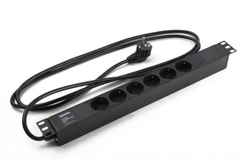 Hyperline SHE19-6SH-2.5EU Блок розеток для 19" шкафов