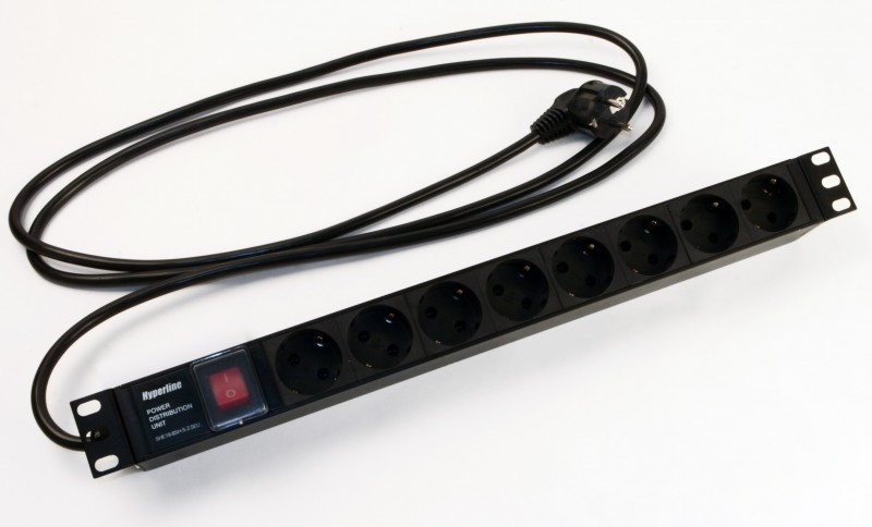 Hyperline SHE19-8SH-S-2.5EU Блок розеток для 19" шкафов