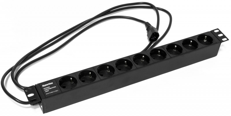 Hyperline SHE19-9SH-2.5IEC Блок розеток для 19" шкафов Hyperline SHE19-9SH-2.5IEC Блок розеток для 19" шкафов