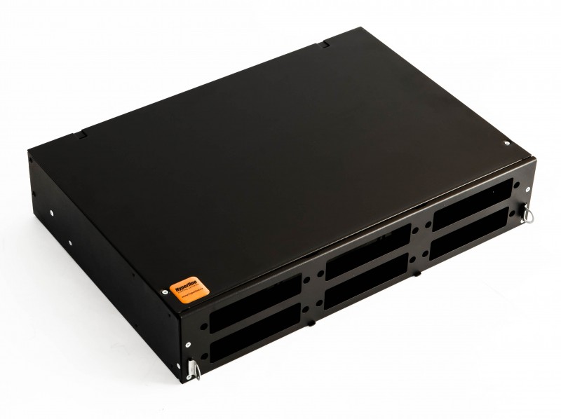 Hyperline FO-19V-2U-6xSLT-W130H30-48UN-BK Бокс оптический универсальный 19" выдвижной Hyperline FO-19V-2U-6xSLT-W130H30-48UN-BK Бокс оптический универсальный 19" выдвижной