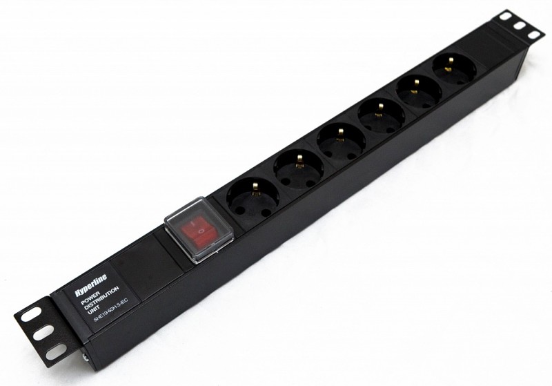 Hyperline SHE19-6SH-S-IEC Блок розеток для 19" шкафов