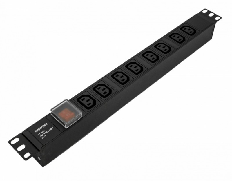 Hyperline SHE19-8IEC-S-IEC Блок розеток для 19" шкафов Hyperline SHE19-8IEC-S-IEC Блок розеток для 19" шкафов