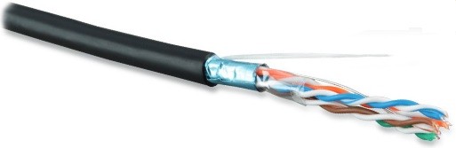 Hyperline FUTP4-C5E-S24-OUT-PE-BK-100 (100м) Кабель витая пара