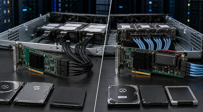 Сравнение HBA- и RAID-контроллера для подключения HDD и SSD в сервере