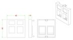 Hyperline SIP2-2N-M45-45 Вставка 45x45 (аналог Mosaic) для 2х модулей формата Keystone Jack