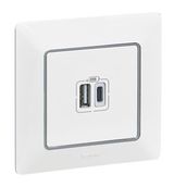 Зарядное устройство с двумя USB-разъёмами тип А-тип С 240В/ 5В 3000мА LEGRAND 753306&nbsp;<img style='position: relative;margin:0' src='/image/only_to_order_edit.gif' alt='На заказ' title='На заказ' />