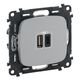 LEGRAND 672236 Зарядное устройство с двумя USB-разъёмами тип A-тип С 240В/5В 3000мА