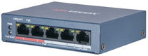 Hikvision DS-3E0105P-E/M(B) 4 RJ45 100M PoE с грозозащитой 6кВ; 1 Uplink порт 100М Ethernet: бюджет PoE 35Вт; поддерживают режим передачи до 250м; таблица MAC адресов на 1000 записей;
