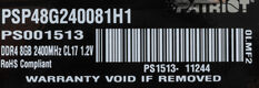 Patriot DDR4 8GB 2400MHz UDIMM (PC4-19200) CL17 1.2V (Retail) 1024*8 with HeatShield Patriot DDR4 8GB 2400MHz UDIMM (PC4-19200) CL17 1.2V (Retail) 1024*8 with HeatShield