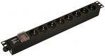 Hyperline SHE19-8SH-S-CB Блок розеток для 19" шкафов