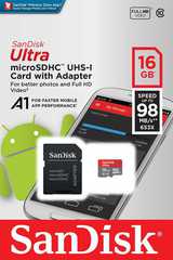 Флеш-накопитель Sandisk Карта памяти SanDisk Ultra Android microSDXC 16GB + SD Adapter + Memory Zone App 100MB/ s A1 Class 10 UHS-I SDSQUAR-016G-GN6MA