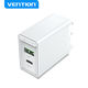 Vention 2-port USB(A+C) Wall Charger (18W/20W) EU-Plug White Vention 2-port USB(A+C) Wall Charger (18W/20W) EU-Plug White