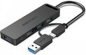 Vention 4-Port USB 3.0 Hub with Type C & USB 3.0 2-in-1 Interface and Power Supply 0.15M ABS Type