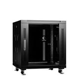 Шкаф монтажный телекоммуникационный 19&amp;quot; напольный для распределительного и серверного оборудования 12U 600x600x730mm передняя стеклянная и задняя сплошная металлическая двери Cabeus SH-05C-12U60/ 60-BK (ШхГхВ) SH-05C-12U60/60-BK