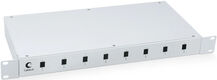 Cabeus FO-19-8SC Кросс бокс оптический 19" на 8 SC (LC duplex) со сплайс-кассетой и КДЗС (без пигтейлов и проходных адаптеров)