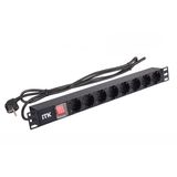 PDU 8 роз. нем.ст. с выкл 1U каб.2м вилка нем.ст ПВХ чер ITK PH12-8D1-P