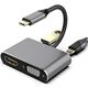 VCOM TUC055 Кабель-концентратор USB3.1 TypeCm -->HDMI+USB3.0+PD+VGA Alum Grey 4K@30Hz