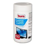 Салфетки BURO BU-Tscrl для экранов ЭЛТ мониторов/ плазменных/ ЖК телевизоров/ мониторов с покрытием из стекла туба 100шт влажных [817440]