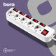 BURO Сетевой фильтр 5 розеток (500SH-1.8-SW-W) 1.8м
