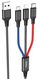 HOCO HC-68636 X76/ USB кабель 3-in-1: Lightning+Micro+Type-C/ 1m/ 2A/ Black+Red+Blue