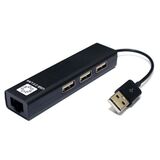 Кабель-адаптер USB2.0 / 3*USB2.0 / RJ45 100MB / BLACK 5bites UA2-45-06BK
