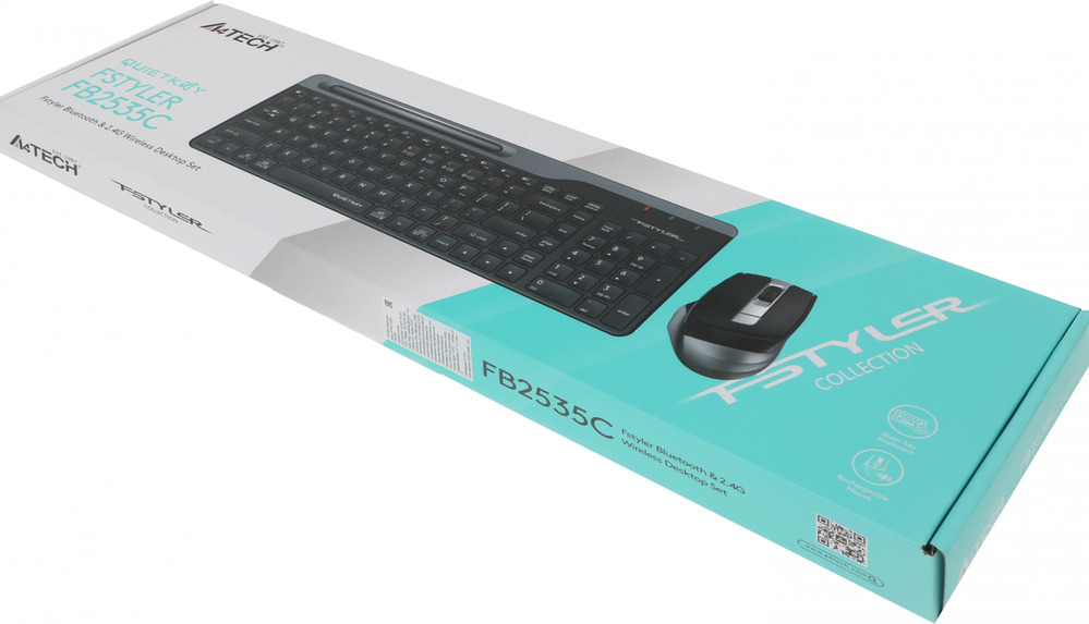 Клавиатура + мышь A4Tech Fstyler FB2535C клав:черный/серый мышь:черный/серый USB беспроводная Blueto Клавиатура + мышь A4Tech Fstyler FB2535C клав:черный/серый мышь:черный/серый USB беспроводная Blueto