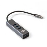 USB-Хаб ExeGate DUB-4TC (кабель-адаптер USB Type C --> 4xUSB3.0, Plug&amp;Play, серебристый) Exegate EX293987RUS (концентратор)