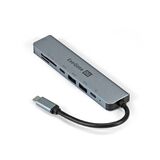 Док-станция ExeGate DUB-21C/ PD/ CR/ H Exegate EX293983RUS (кабель-адаптер USB Type-C --> 2xUSB3.0 + Card Reader + PD 100W + HDMI 4K@60Hz, Plug&amp;Play, серый)