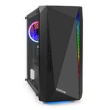 Корпус Minitower ExeGate Mistery R2 Exegate EX294384RUS (mATX, без БП, 2*USB+1*USB3.0, аудио, черный, 1 вент. 12см с RGB подсветкой и полоса на передней панели, боковая панель - закаленное стекло)