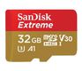 Micro SecureDigital 32GB SanDisk microSDXC Class 10 UHS-I A1 C10 V30 U3 Extreme 100MB/s