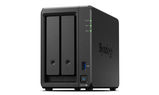 Synology QC2, 6GhzCPU/ 2GB(upto32)/ RAID0, 1, 10, 5, 6/ up to 2HDDs SATA(3, 5' or 2, 5')(upto 7 with DX517)/ 1xUSB3.2/ 2GigEth/ iSCSI/ 2xIPcam(up to40)/ 1xPCIe 3.0/ 1xPS/ 1YW (repl DS720+)'' DS723+