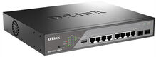 D-Link DSS-200G-10MPP/A1A Настраиваемый L2 коммутатор с 8 портами 10/100/1000Base-T и 2 портами 1000Base-X SFP (8 портов PoE 802.3af/at/bt, PoE-бюджет 242 Вт, дальность до 250 м)