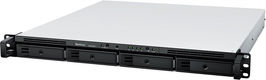 Synology (Rack 1U) QC2,2Ghz CPU/2Gb(upto32)/RAID0,1,10,5,6/upto 4hot plug HDDs SATA(3,5' or 2,5')(upto 8 with RX418)/2xUSB3.2/1eSATA/4GigEth/(1xExpslot)/iSCSI/2xIPcam(upto40)/2xRPS/1YW/no rail