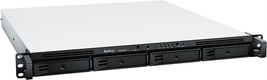 Synology (Rack 1U) QC2,2Ghz CPU/2Gb(upto32)/RAID0,1,10,5,6/upto 4hot plug HDDs SATA(3,5' or 2,5')(upto 8 with RX418)/2xUSB3.2/1eSATA/4GigEth/(1xExpslot)/iSCSI/2xIPcam(upto40)/2xRPS/1YW/no rail
