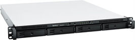 Synology (Rack 1U) QC2,2Ghz CPU/2Gb(upto32)/RAID0,1,10,5,6/upto 4hot plug HDDs SATA(3,5' or 2,5')(upto 8 with RX418)/2xUSB3.2/1eSATA/4GigEth/(1xExpslot)/iSCSI/2xIPcam(upto40)/2xRPS/1YW/no rail
