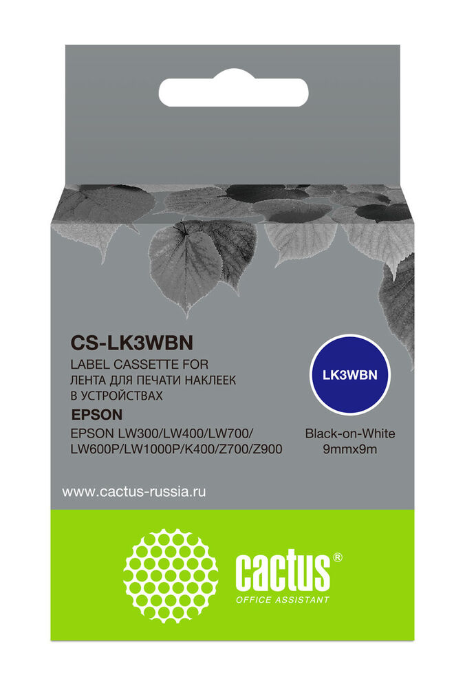 Картридж ленточный Cactus CS-LK3WBN черный для Epson LW300/LW400/LW700/LW600P/LW1000P Картридж ленточный Cactus CS-LK3WBN черный для Epson LW300/LW400/LW700/LW600P/LW1000P