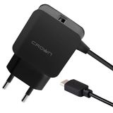 Crown CMWC-3001 Сетевое универсальное зарядное устройство (один порт зарядки; встроенный кабель microUSB 1 м, входное напряжение 100-240В; выходной ток DC 5В - 1, 2А, цвет черный) CM000003325&nbsp;<img style='position: relative;margin:0' src='/image/only_to_order_edit.gif' alt='На заказ' title='На заказ' />