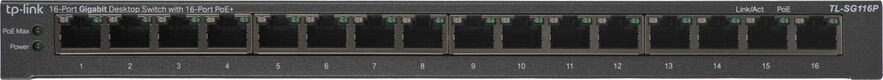 TP-Link TL-SG116P Настольный коммутатор с 16 гигабитными портами PoE+ TP-Link TL-SG116P Настольный коммутатор с 16 гигабитными портами PoE+