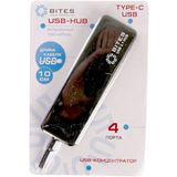 Концентратор 4*USB3.0 / TYPE-C PLUG / BLACK 5bites HB34C-311BK