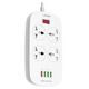Perfeo LD_B4435 LDNIO SC4407Q/ Сетевой фильтр 2м/ 4 розетки EU_UK_US/ 2500W/ 4 USB+QC 3.0/ Выкл. на розетки/ White