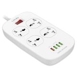 LDNIO SC4407Q/ Сетевой фильтр 2м/ 4 розетки EU_UK_US/ 2500W/ 4 USB+QC 3.0/ Выкл. на розетки/ White Perfeo LD_B4435