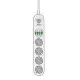 LDNIO SE4432/ Сетевой удлинитель 2м + ЗУ на 4 USB/ 4 розетки - 2500W/ USB - 17W/ White&amp;Gray Perfeo LD_B4438 (медь)