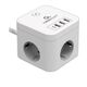 Cablexpert Сетевой фильтр Cube CUBE-3-CU3-W-1.5 (3р, 10А, 1xType-C PD, 3xUSB, 1.5м, ур.защиты 4+) белый